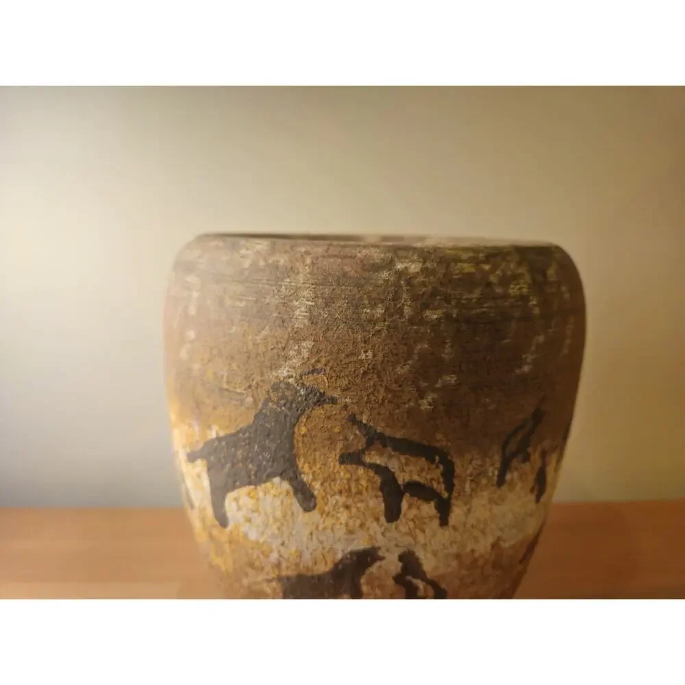 Heager Vintage Pottery Cave Painting Pictograph Vase